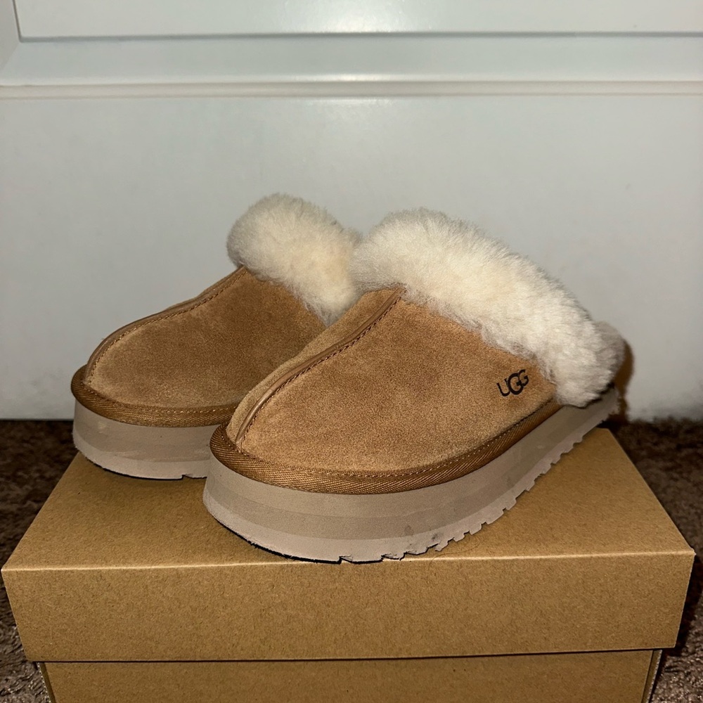 UGG Chestnut Suede Shearling Mules - image 1